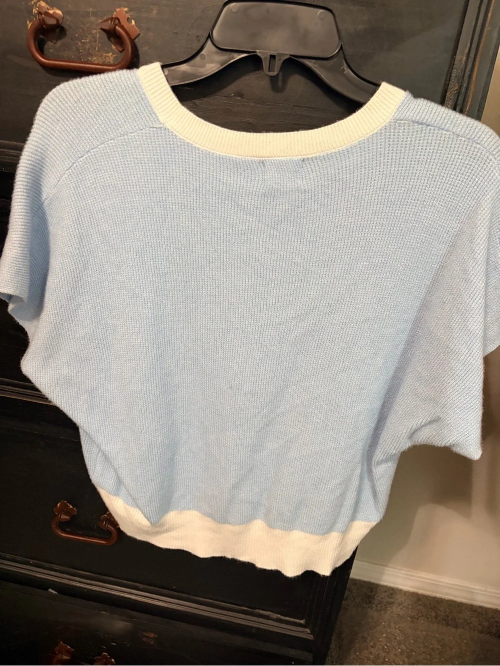 Dreamers Light Blue and Cream Short Sleeve Knit Tee
